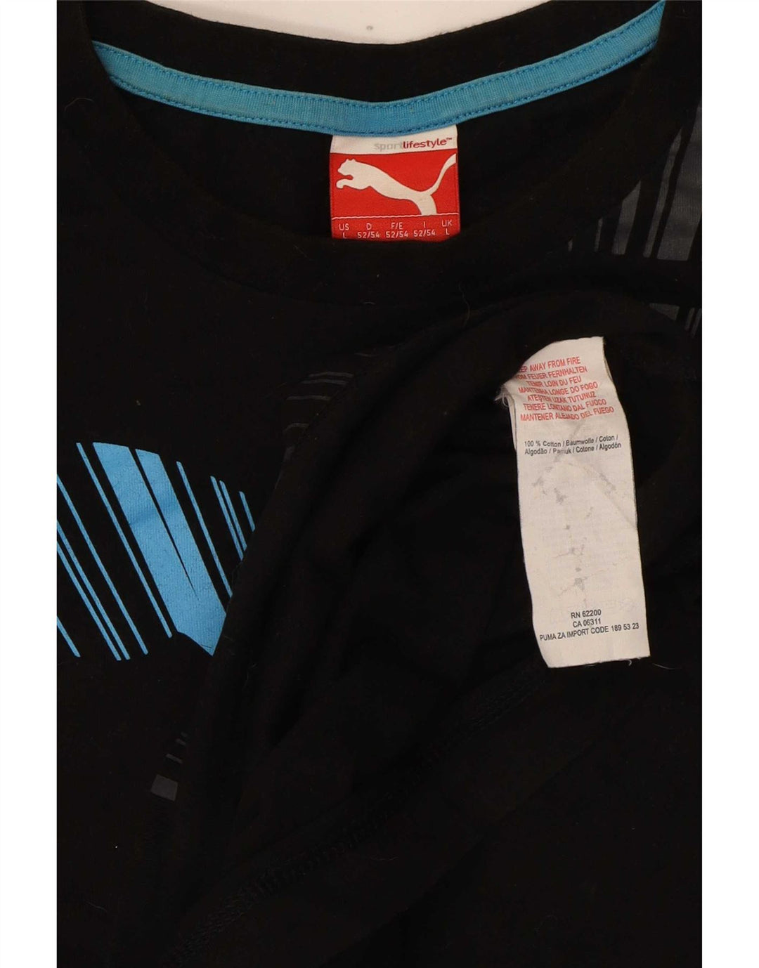 Puma Mens Graphic T-Shirt Top Large Black Cotton