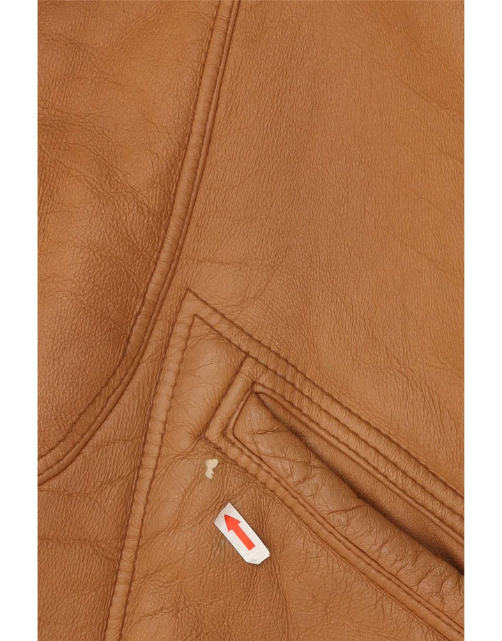 veste en peau de mouton homme vintage UK 40 Grand Brun