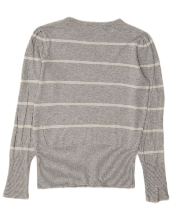 Maglione maglione girocollo da donna Marks & Spencer UK 8 piccolo grigio a righe