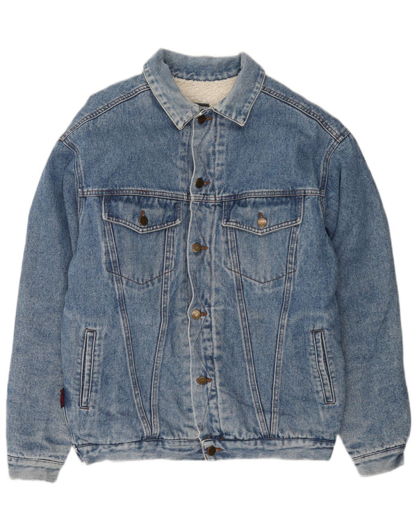 Vintage Mens Denim Sherpa Jacket UK 40 Large Blue