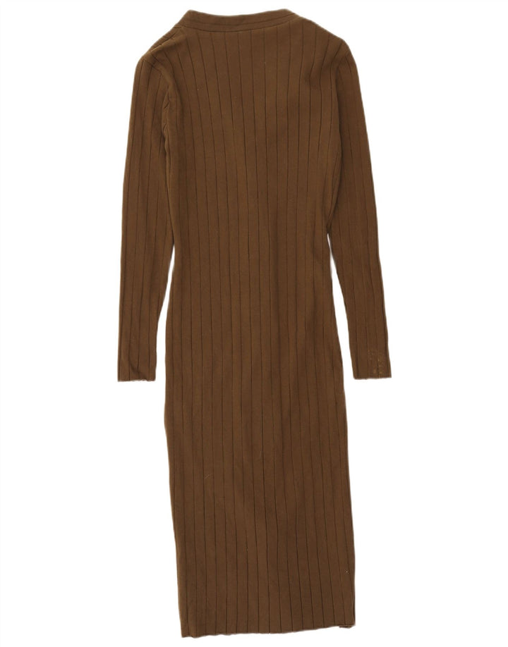 Zara Womens Long Sleeve Maxi Dress UK 12 Medium Khaki