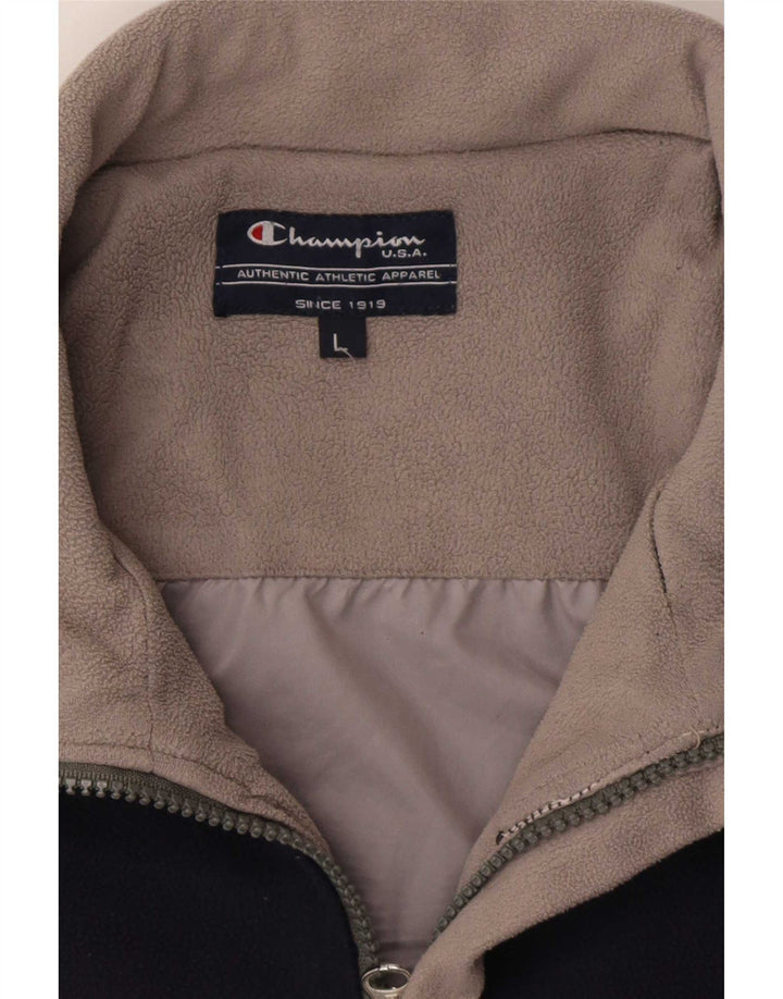 Champion Mens Fleece Jacket UK 40 Large Navy Blue Colourblock Polyester