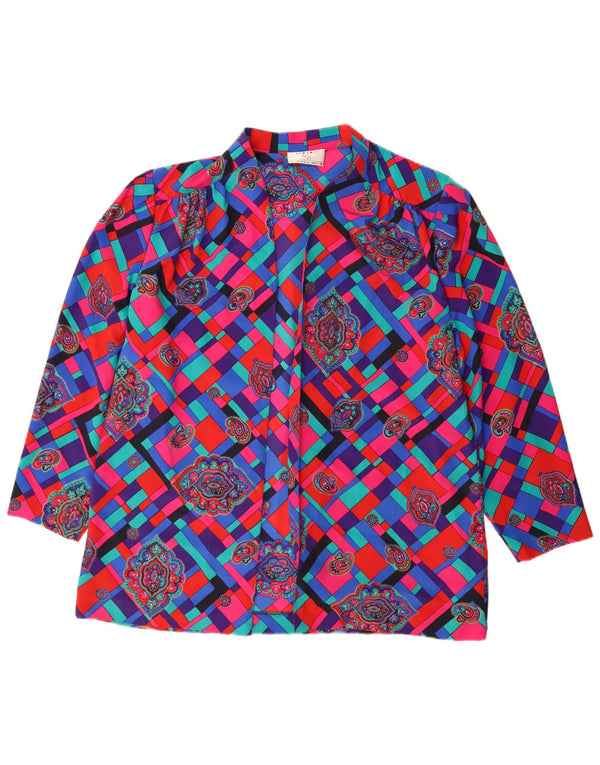 Linea Womens Longline Cardigan Top UK 20 2XL Multicoloured Geometric