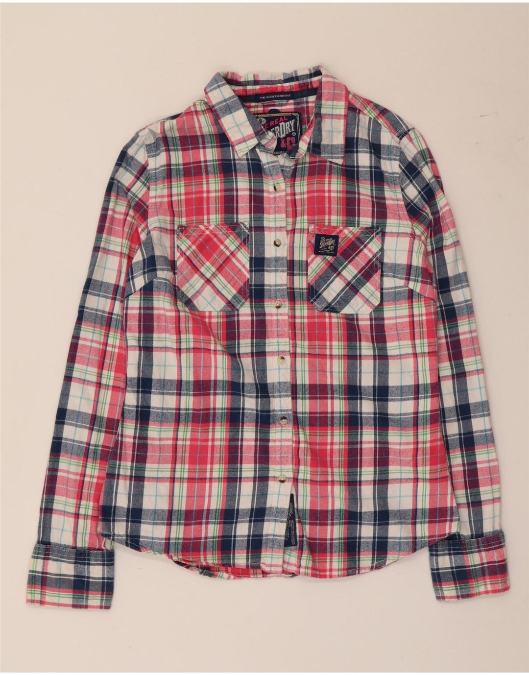 Superdry Womens Classic Fit Flannel Shirt UK 12 Medium Multicoloured Cotton