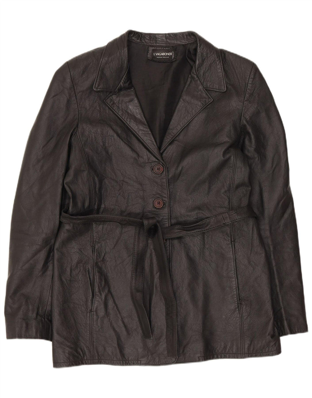 Vagabond Womens Leather Jacket UK 16 Large Black Leather