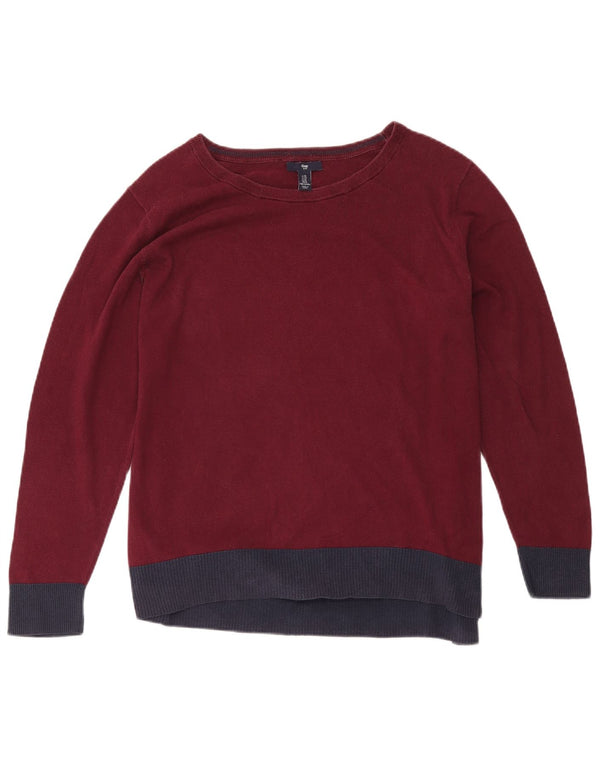 Maglione maglione da donna con scollo a barca Gap UK 18 XL Cotone color block bordeaux