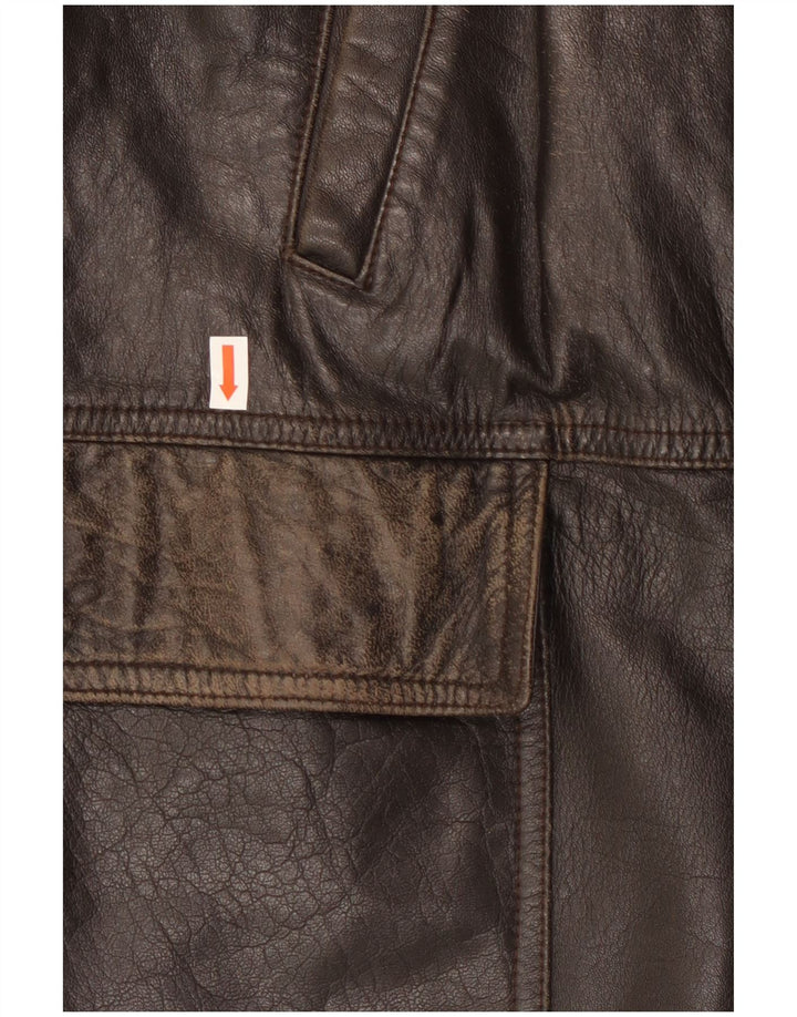 Lavorazione Artigianale Mens Leather Jacket IT 48 Medium Brown Leather