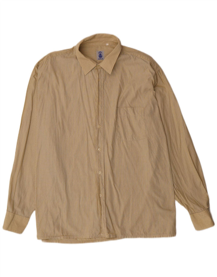 VINTAGE Mens Shirt Size 45 XL Beige Pinstripe