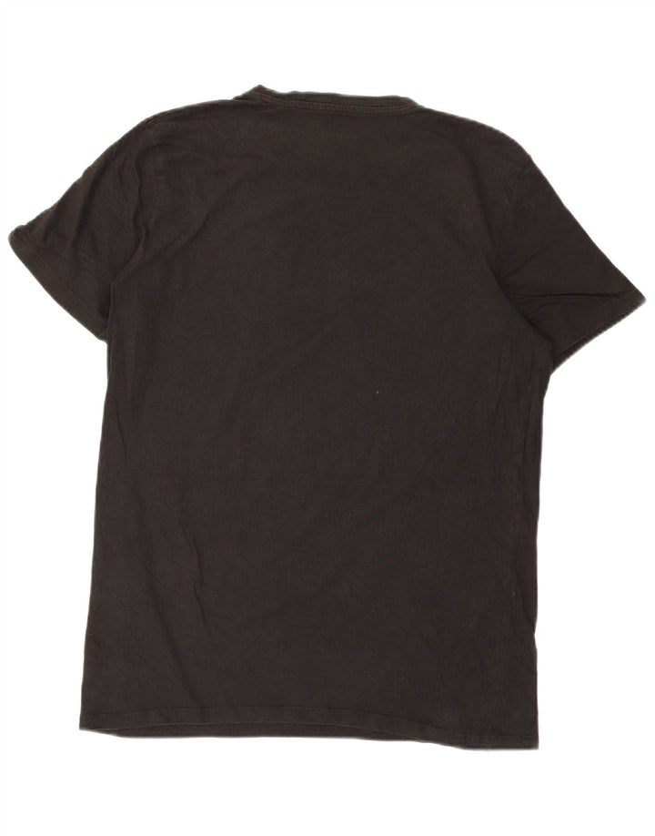 JACK & JONES Mens Graphic T-Shirt Top Medium Black Cotton