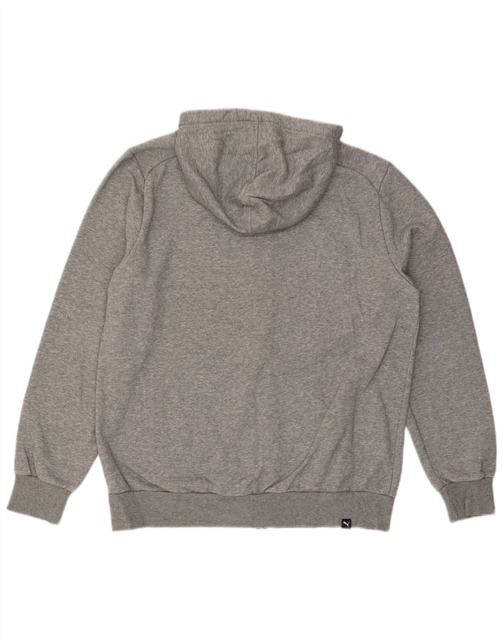 PUMA Mens Graphic Zip Hoodie Sweater Large Grey Cotton