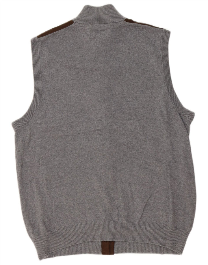 Maglione cardigan senza maniche da uomo Chaps in cotone color block grigio medio