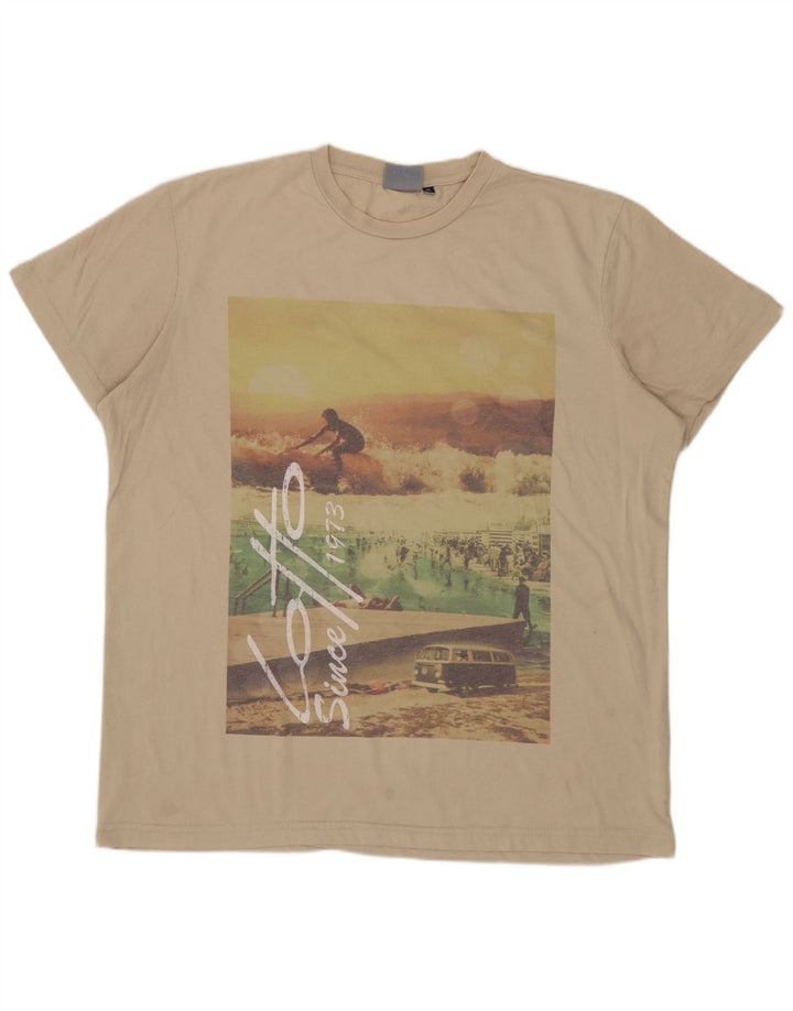 LOTTO Mens Graphic T-Shirt Top XL Beige