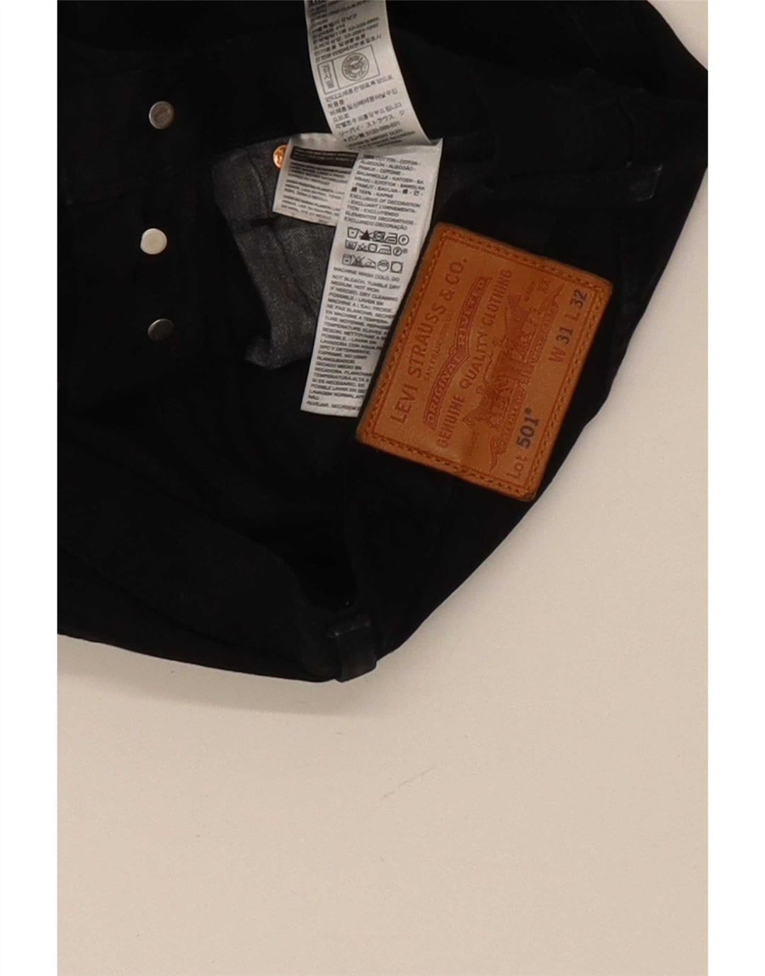 Levi's Mens 501 Straight Jeans W31 L32 Black Cotton