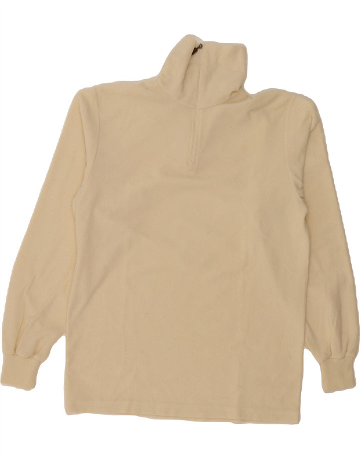 CONTE OF FLORENCE Mens Zip Neck Fleece Jumper Medium Off White Polyester Vintage Conte of Florence and Second-Hand Conte of Florence from Messina Hembry 
