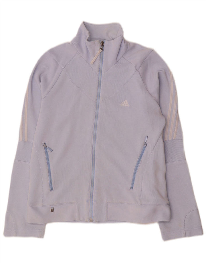 Adidas Womens Tracksuit Top Jacket UK 12 Medium Blue Cotton