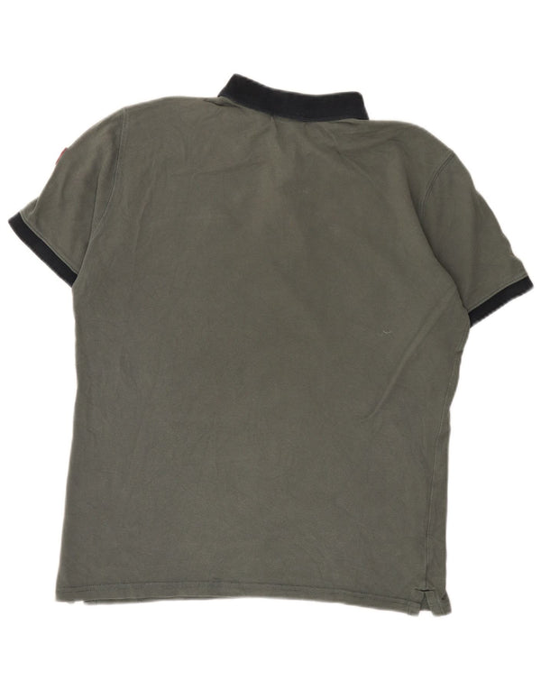 Napapijri Mens Polo Shirt Large Grey Colourblock Cotton
