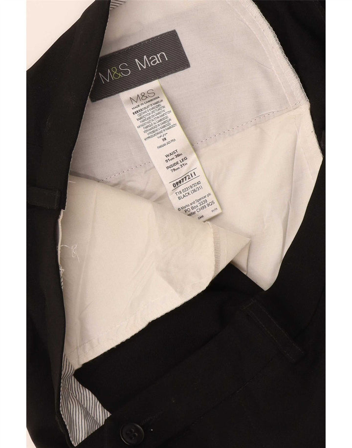 Мужские прямые костюмные брюки Marks & Spencer W36 L31, черный полиэстер
