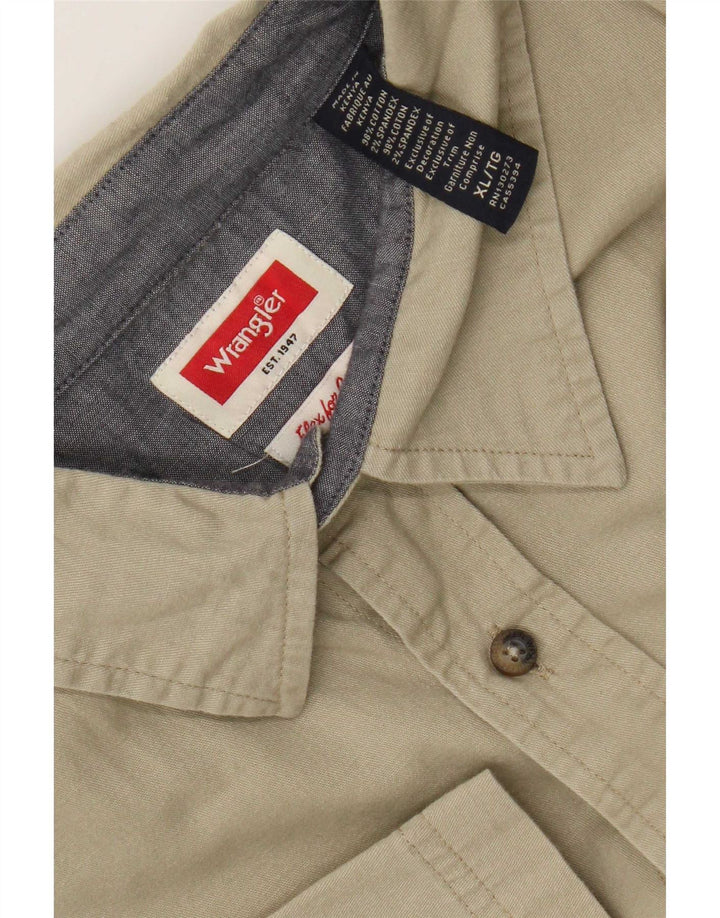 Wrangler Mens Short Sleeve Shirt XL Khaki Cotton