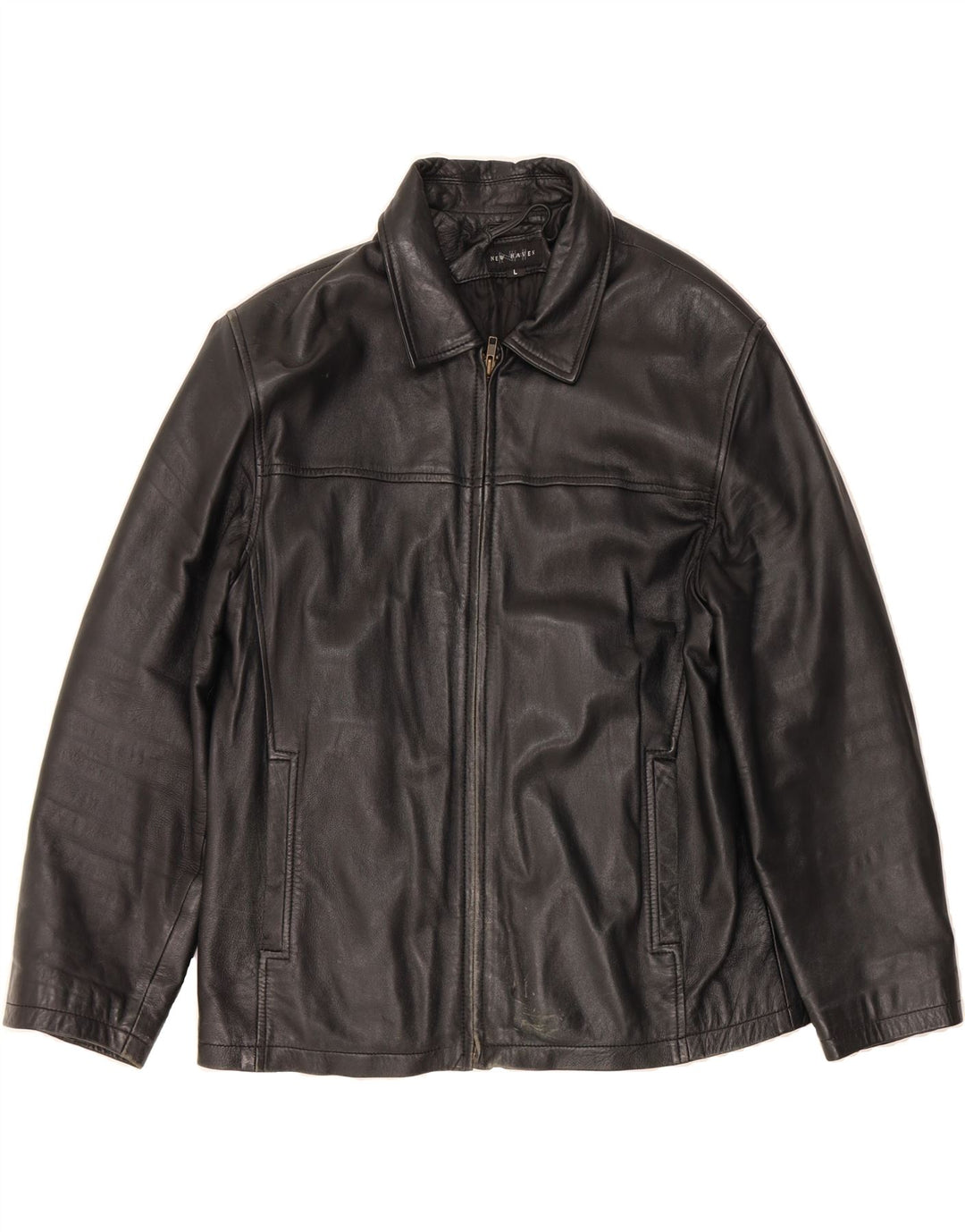 VINTAGE Mens Leather Jacket UK 40 Large Black Leather Vintage Vintage and Second-Hand Vintage from Messina Hembry 