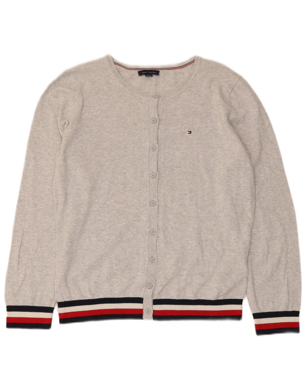 Tommy Hilfiger Dame Cardigan Sweater UK 14 Medium Grå Stribet
