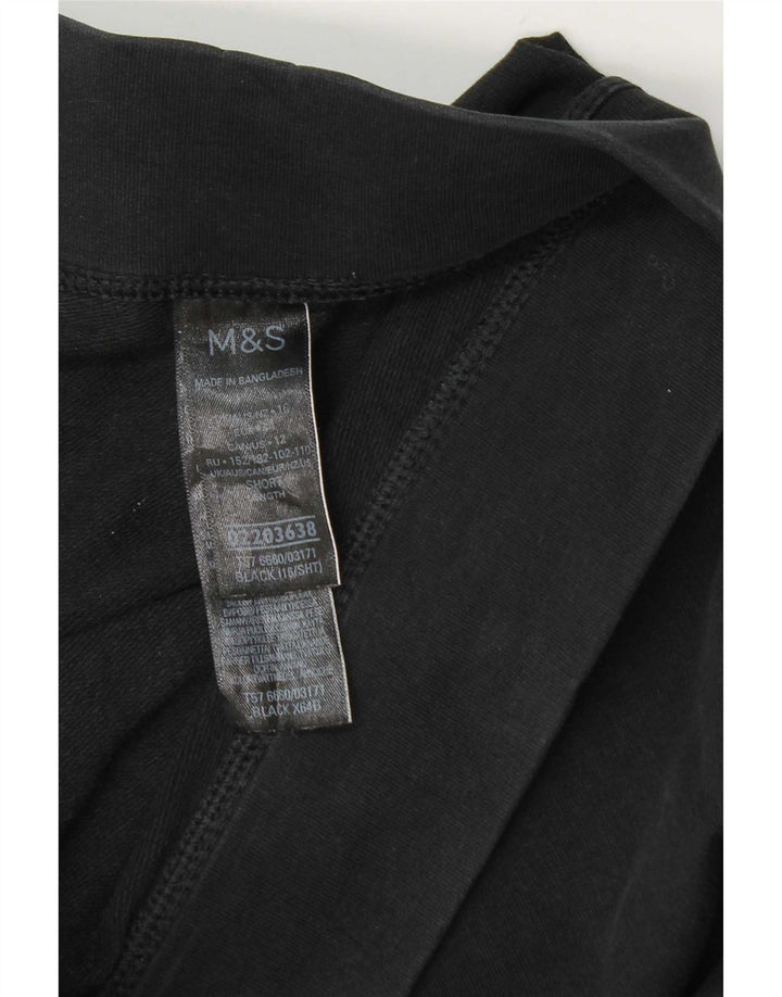 Marks & Spencer Womens Short Leggings UK 16 Large  Black Cotton