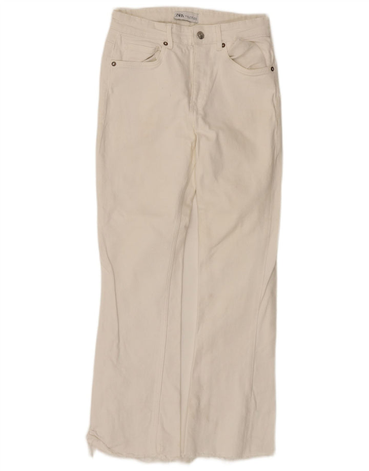 Zara Womens Flared Jeans EU 38 Small W28 L26 White Cotton