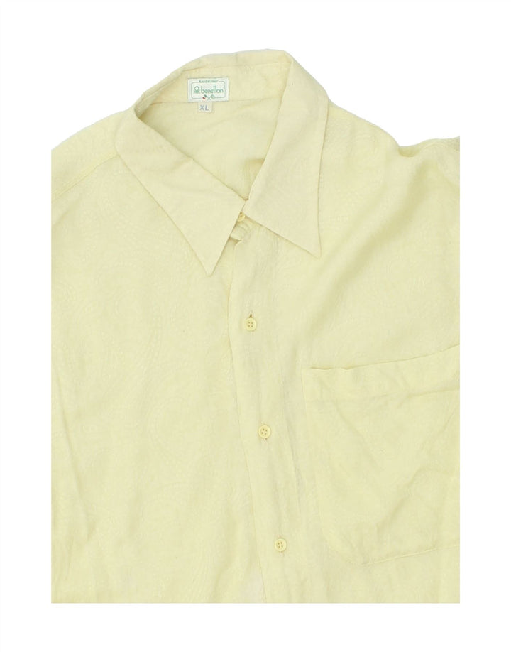 BENETTON Mens Slim Shirt XL Yellow Vintage Benetton and Second-Hand Benetton from Messina Hembry 