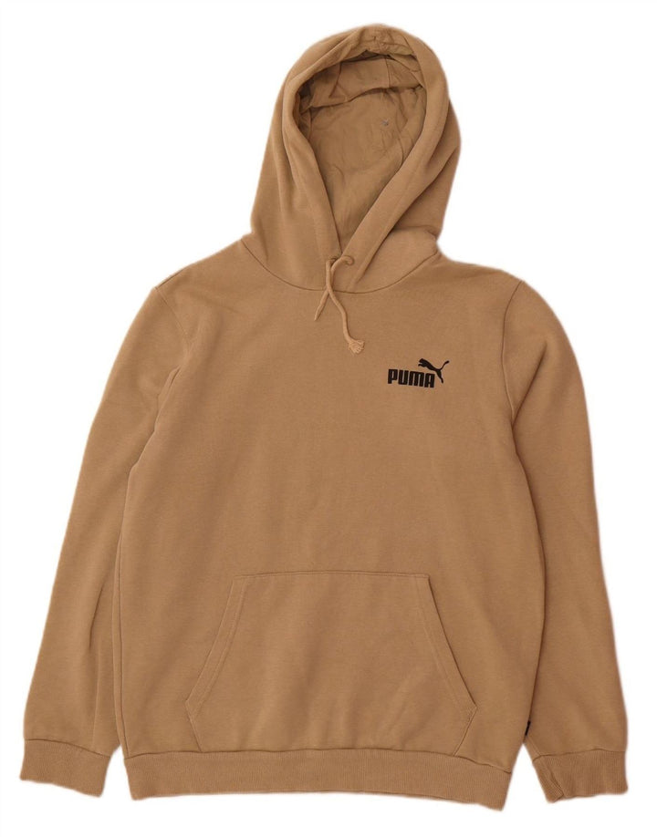PUMA Mens Hoodie Jumper Small Beige Cotton