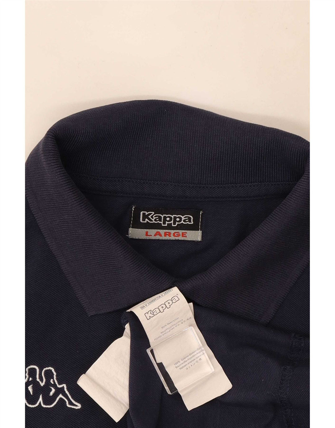 Kappa Mens Graphic Polo Shirt Large Navy Blue Cotton