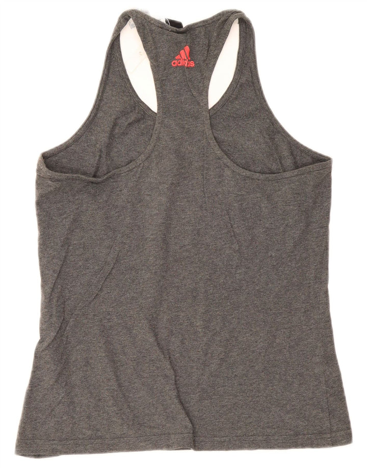 Adidas Womens Graphic Vest Top UK 12/14 Medium Grey Cotton