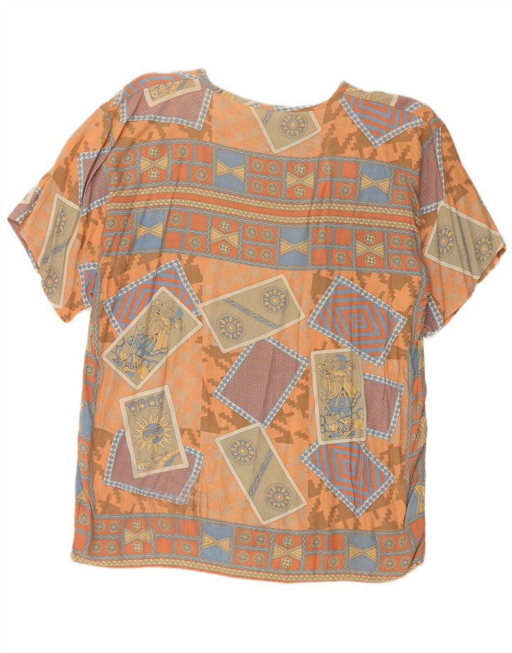 VINTAGE Womens Blouse Top UK 18 XL Orange Geometric