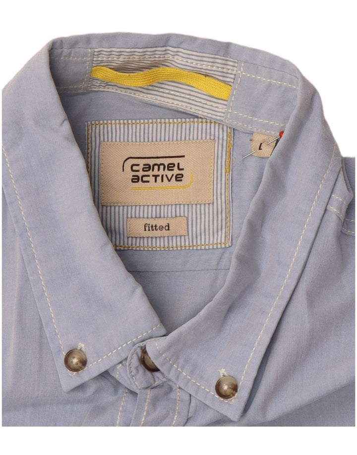 Camel Active Mens Fitted Short Sleeve Shirt Large Blue