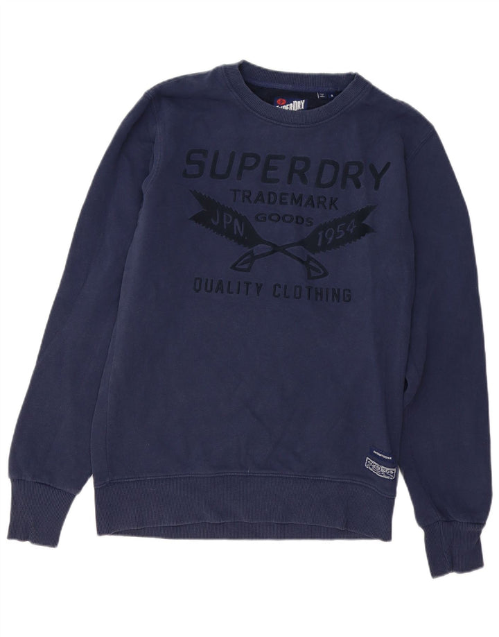 Мужской свитшот с рисунком Superdry, средний темно-синий хлопковый джемпер
