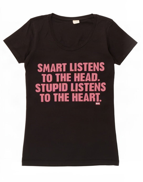 T-shirt grafica da donna Diesel Top UK 8 Small Nera