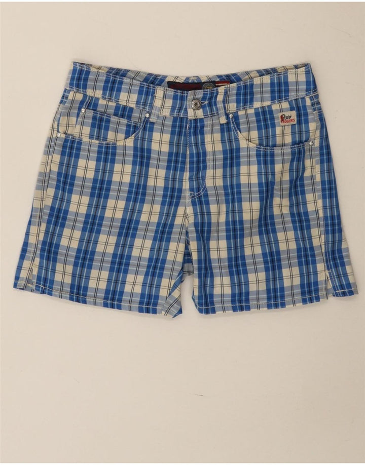 Pantaloncini casual da donna Roy Rogers IT 44 Medium W30 Poliammide a quadri blu
