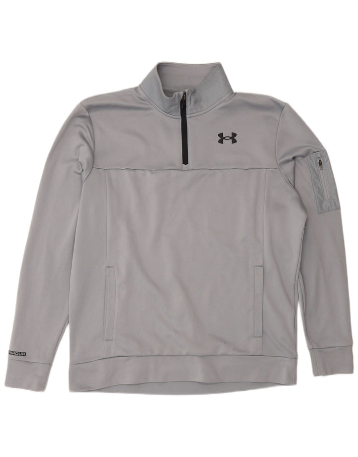 Felpa da uomo Under Armour con zip e collo, maglione, poliestere grigio medio