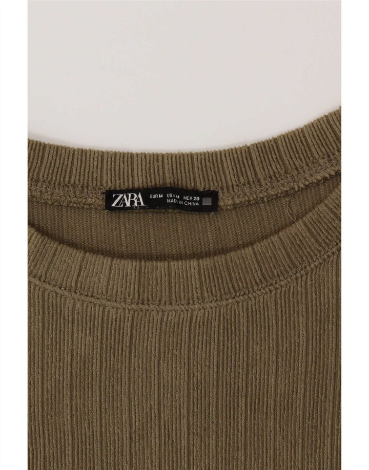 Zara Damen Top Langarm UK 14 Medium Khaki