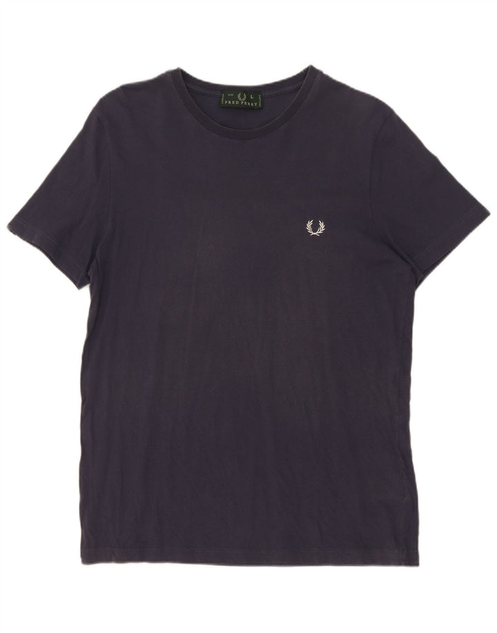 Fred Perry Mens T-Shirt Top Large Navy Blue Cotton