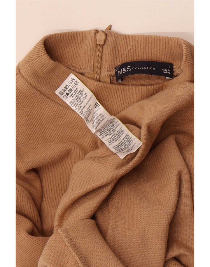 Marks & Spencer Langarm-Pulloverkleid für Damen, Gr. 8, Beige, Polyester