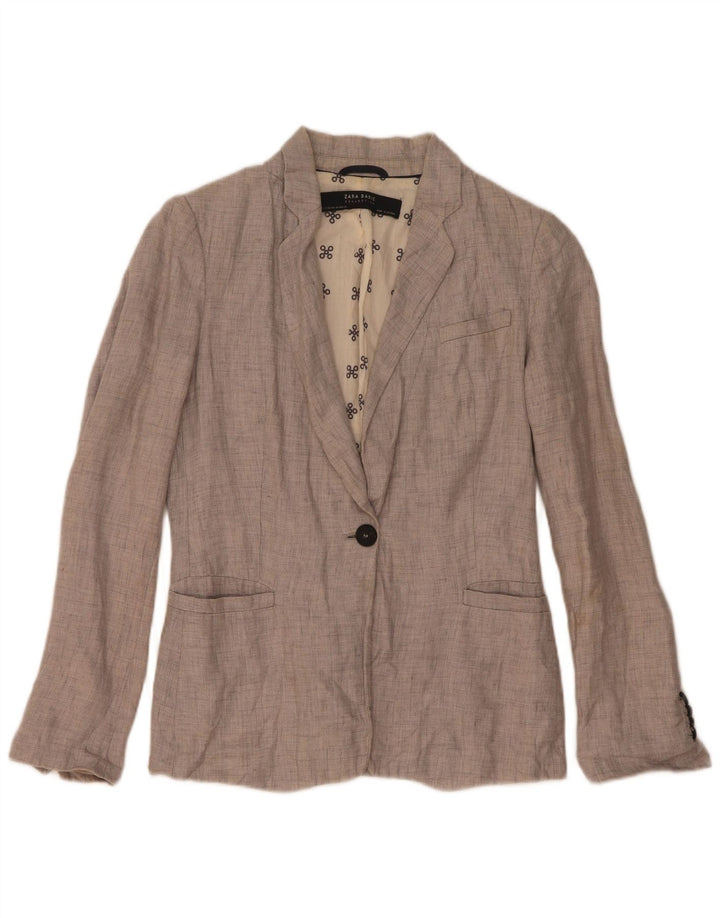 Blazer pentru femei Zara, cu 1 nasture, UK 6 XS, in gri