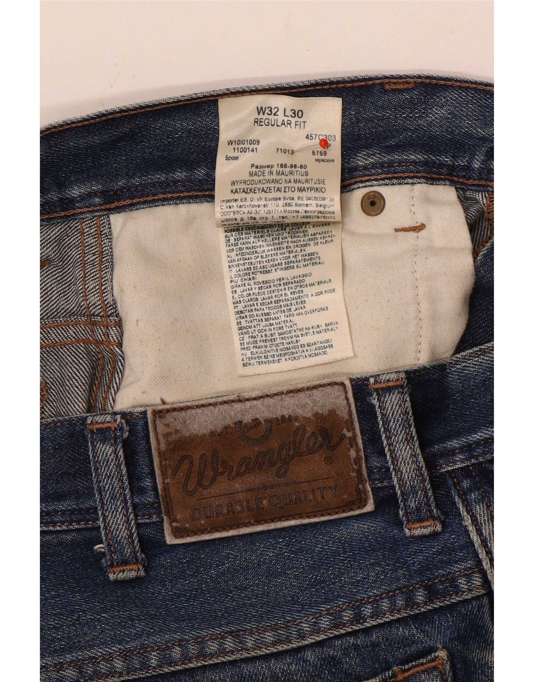 Wrangler Mens Regular Fit Straight Jeans W32 L27 Blue Cotton