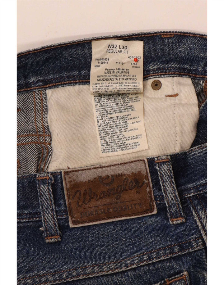 Wrangler Mens Regular Fit Straight Jeans W32 L27 Blue Cotton