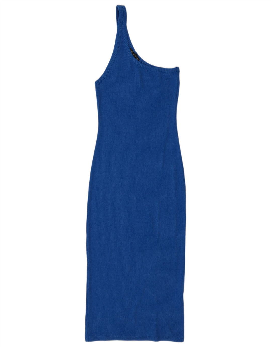 Zara Womens One Shoulder Dress UK 12 Medium Blue Cotton