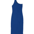Zara Womens One Shoulder Dress UK 12 Medium Blue Cotton