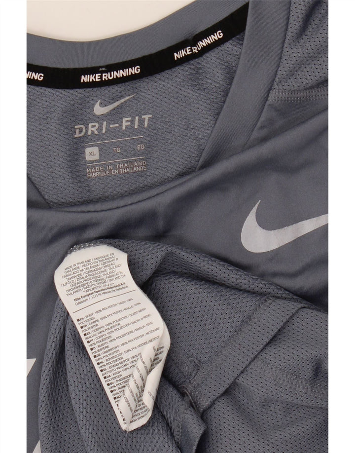 Nike Mens Dri Fit Graphic T-Shirt Top XL Grey Striped Polyester