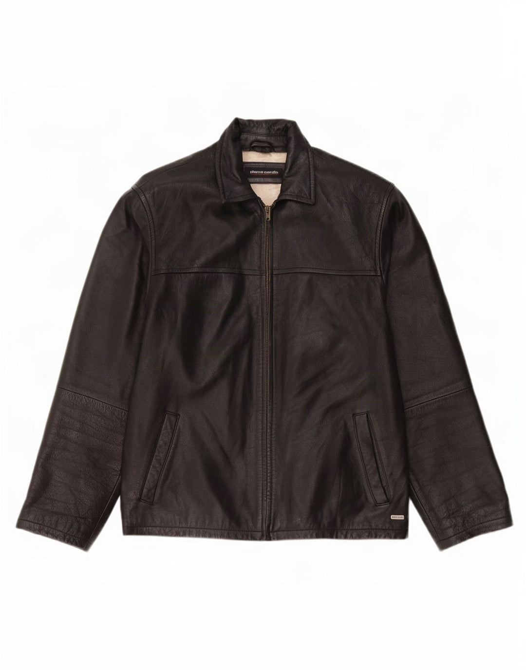 Pierre Cardin Veste en cuir pour homme UK 40 Large Noir