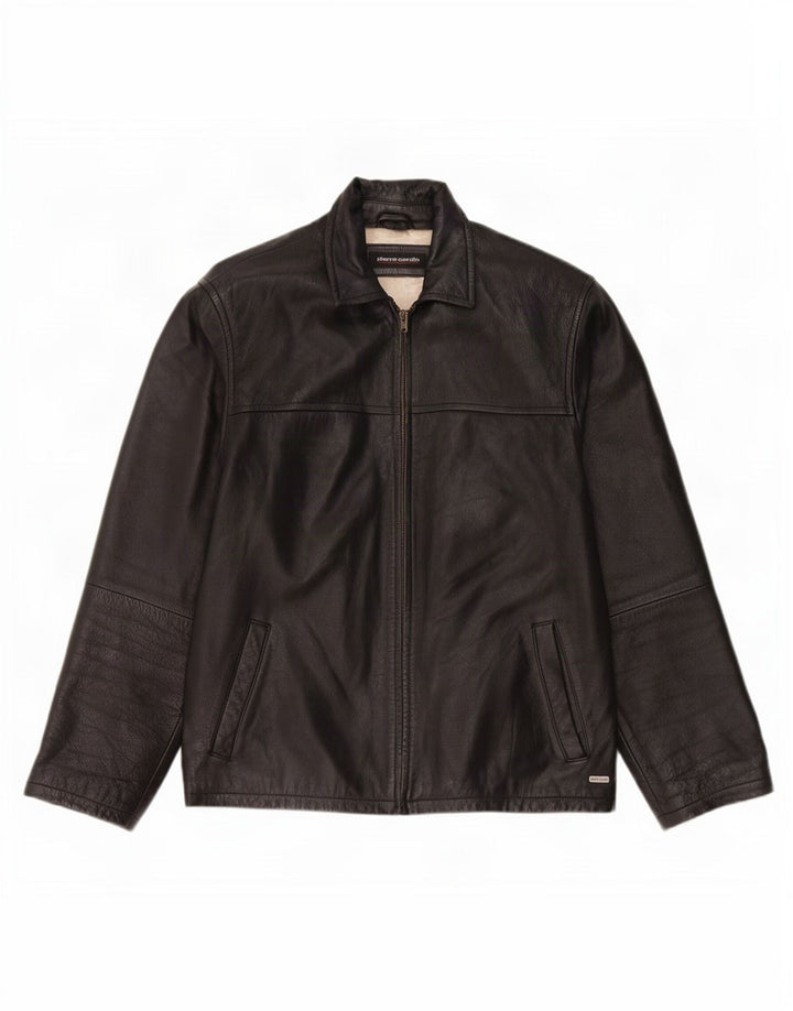 Pierre Cardin Veste en cuir pour homme UK 40 Large Noir