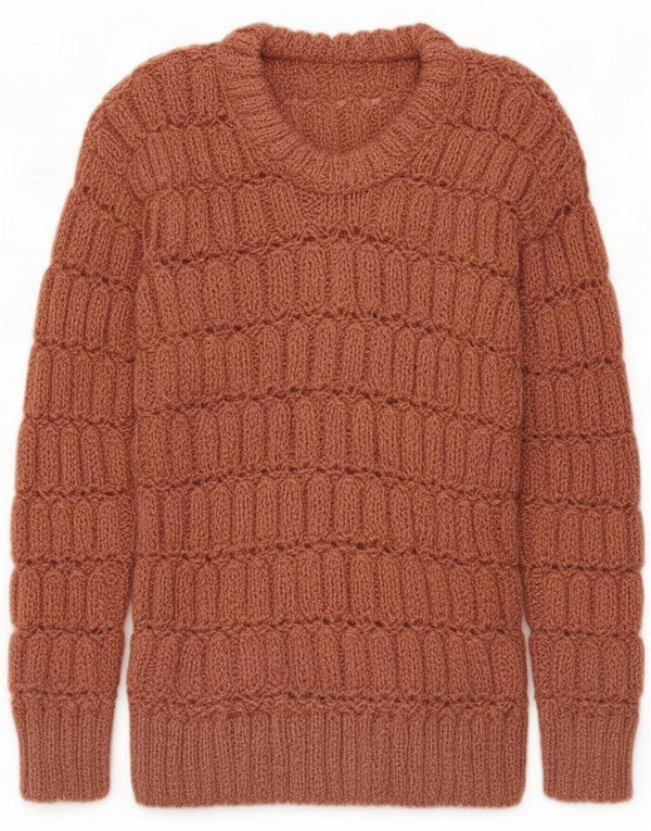 Vintage Womens Boat Neck Jumper Sweater UK 12 Medium Brown