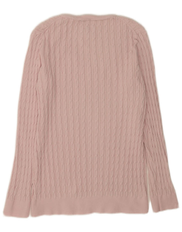 Tommy Hilfiger Womens V-Neck Jumper Sweater UK 14 Large Pink Cotton