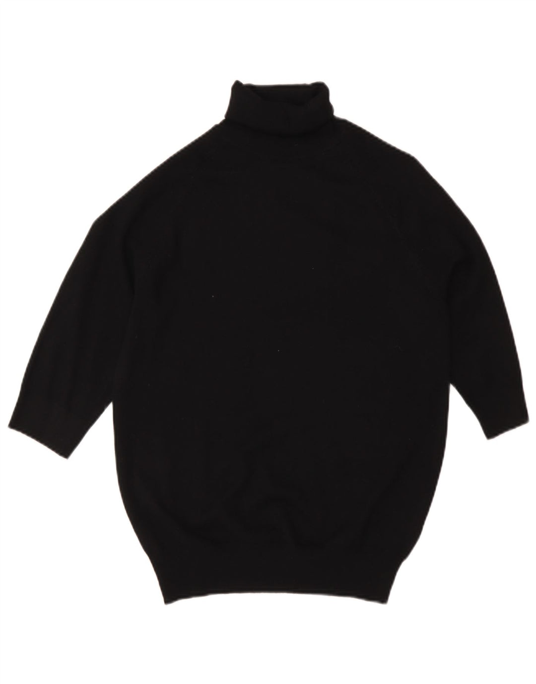 Zara Womens Short Sleeve Roll Neck Jumper Sweater UK 12 Medium Black